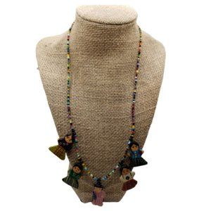 Vintage Native American Ceramic People Necklace